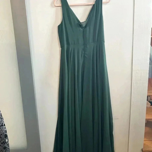 Jenny Yoo collection green draped chiffon maxi dress - Picture 5 of 5